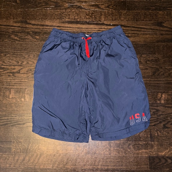 Xersion Blue and Red Swim Trunks Quick-Dry USA Design - Picture 1 of 3